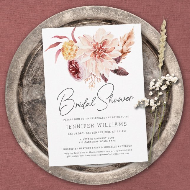 Elegant Boho Chic Blommigt Inbjudningskort för möh (Skapare uppladdad)