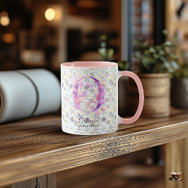 Elegant Boho Chic Blommigt Monogram Mugg - O