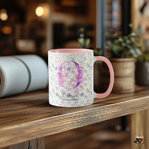 Elegant Boho Chic Blommigt Monogram Mugg - O