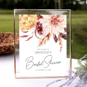 Elegant Boho Chic Bröllopsdusch Välkomstskylt Poster