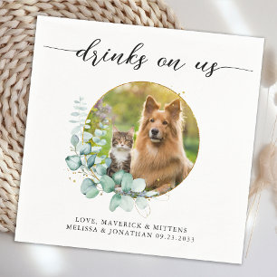 Elegant Boho Chic drar på oss Hund Photo Bröllop Pappersservett