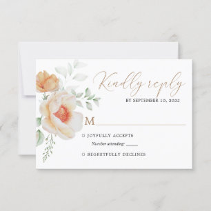 Elegant Boho Chic Guld Blommigt Bröllop OSA Kort