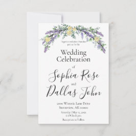 Elegant boho chic Lavender gul ros bröllop Inbjudningar