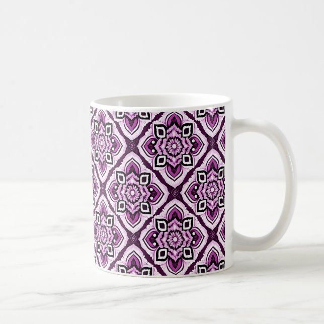 Elegant Boho Chic Mandala Blommönster Kaffemugg (Höger)