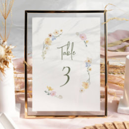 Elegant Boho Chic Pastel Flowes Bröllop Bordsnummer