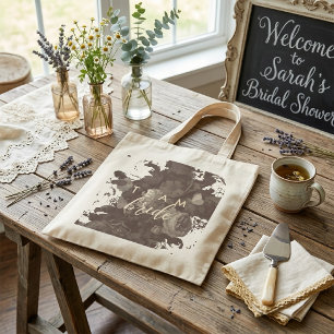 Elegant Boho Chic Typografi Blommig Bröllopsdusch Tygkasse