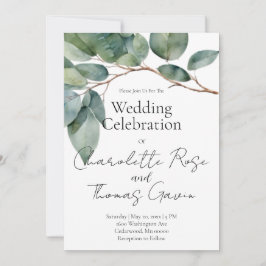 Elegant boho chic vattencolor greenery botanique inbjudningar