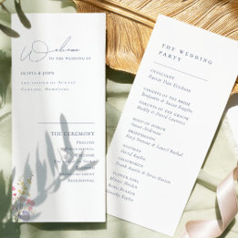 Elegant Boho Chic Vilda Blommor Bröllopsprogram