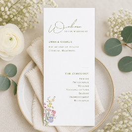 Elegant Boho Chic Vilda Blommor Bröllopsprogram
