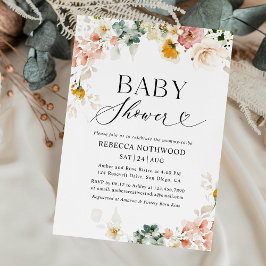 Elegant Boho Chic Watercolor Baby Shower Inbjudningar