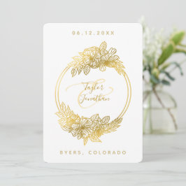 Elegant Boho Chic White Guld Flowers Chic Bröllop Inbjudningar