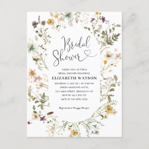 Elegant Boho Chic Wildblomma Blommigt Möhippa Vykort
