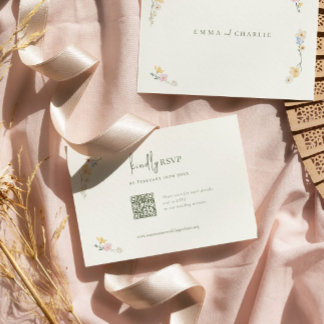 Elegant Boho Chic Wildblommor Bröllop QR-OSA OSA Kort