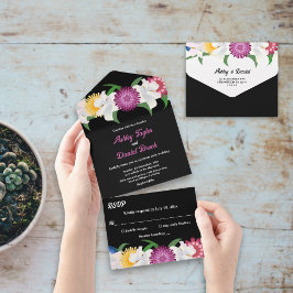Elegant Boho Colorful Ro Black Blommigt Bröllop