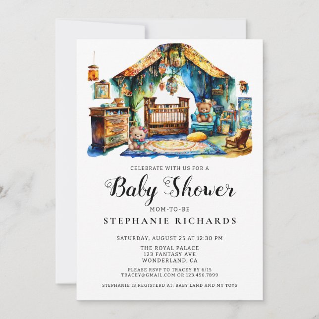 Elegant Boho Crib Nursery Room Baby Shower Inbjudningar (Framsida)
