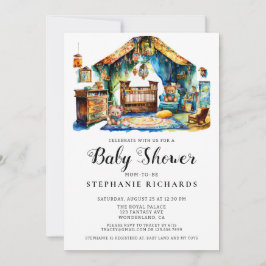 Elegant Boho Crib Nursery Room Baby Shower Inbjudningar