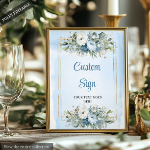 Elegant Boho Dammig Blå Blommig Personlig Vigselsk Poster
