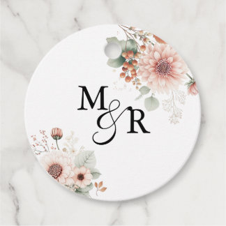 Elegant Boho dammig rosa vigselmonogram Gåvor Etiketter