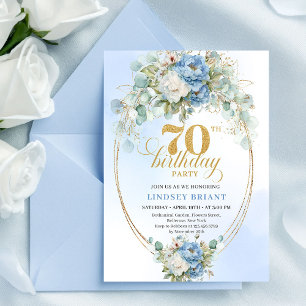 Elegant Boho Dammtorblue Pion 70-årsdag Inbjudningar