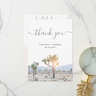 Elegant Boho Desert Greenery Joshua Träd Bröllop Tack Kort