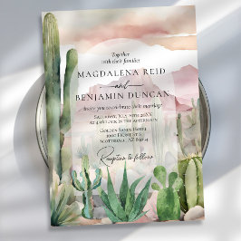 Elegant Boho Desert liggande Cactus Bröllop Inbjudningar