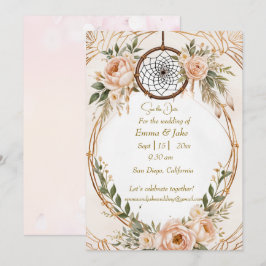 Elegant Boho Dreamcatcher-Blommigten Spara datumbi Julkort