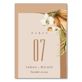 Elegant Boho Dry Handflatan Rust Blommigt Arch Brö Bordsnummer