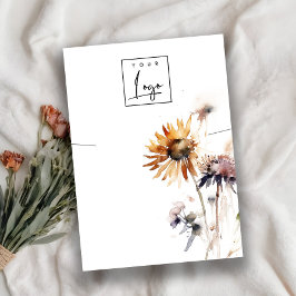 Elegant Boho Dry Wildblomme Necklace Logotyp Visni Visitkort