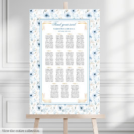 Elegant Boho Dusty Blue Guld Glitter Sittdiagram Poster