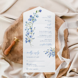 Elegant Boho Dusty Blue Wildblomma Bröllop
