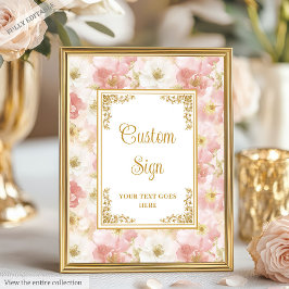 Elegant boho dusty rosa blommor guld anpassningsba poster