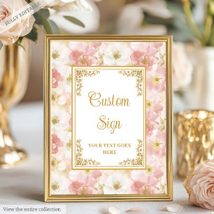 Elegant boho dusty rosa blommor guld anpassningsba poster