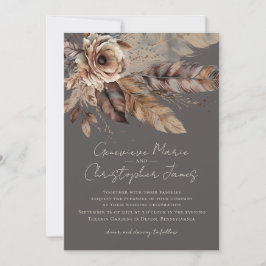 Elegant Boho Earthy Blommigt Watercolor Bröllop Inbjudningar
