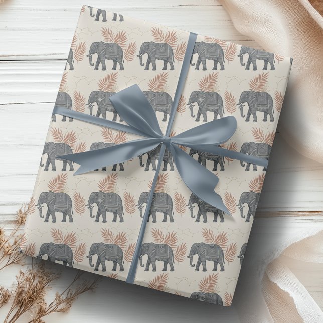Elegant Boho Elefant Inpackningspapper Presentpapper (Skapare uppladdad)
