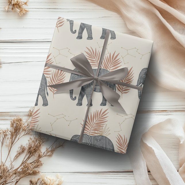 Elegant Boho Elephant Wrapping Paper Presentpapper (Skapare uppladdad)