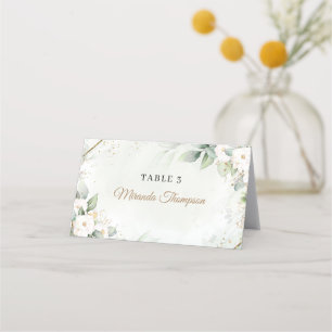 Elegant boho eucalyptus greenery guld ram placeringskort