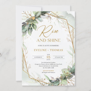 Elegant boho eucalyptus grönt guld stiga upp och s inbjudningar