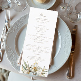Elegant Boho Fall Blommigt Bröllop Menus Meny
