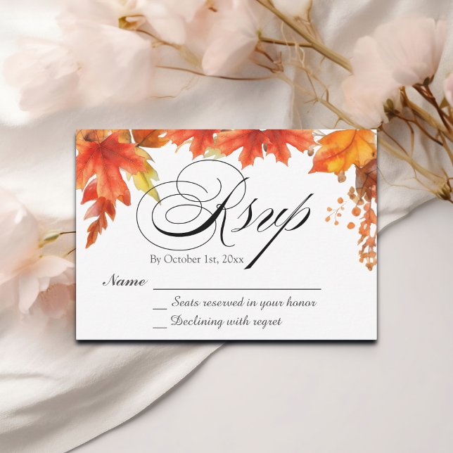 Elegant Boho Fall Blommigt Maple Löv Bröllop OSA Kort (Skapare uppladdad)