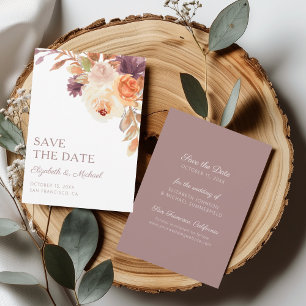 Elegant Boho Fall-Blommigten Spara datumkortet Inbjudningar