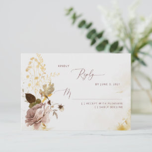Elegant boho fall guld foil bröllop OSA kort