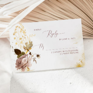 Elegant boho fall guld foil bröllop OSA kort