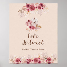 Elegant Boho Fall Love Is Sweet Take A Treat  Poster