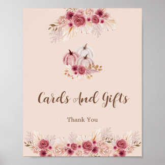 Elegant Boho Fall Pumpkin Cards and Gifts  Poster