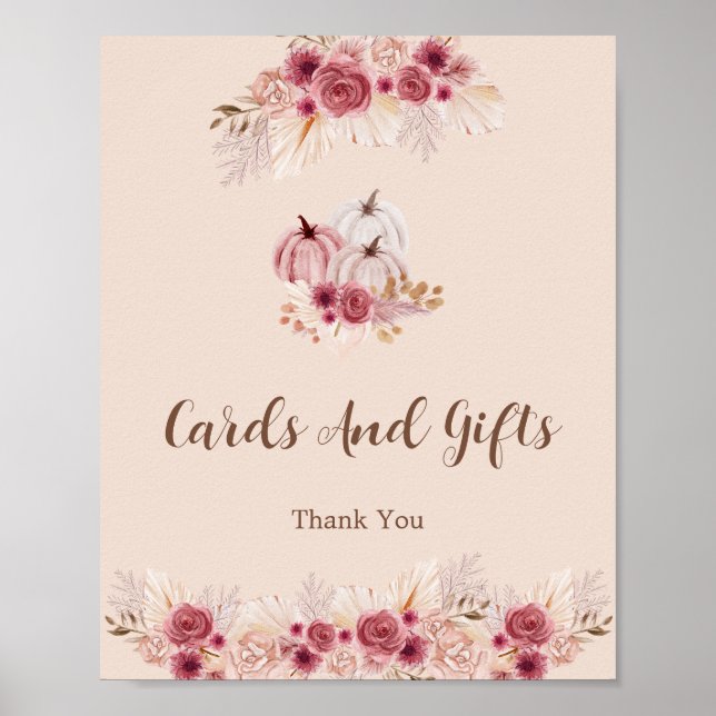 Elegant Boho Fall Pumpkin Cards and Gifts  Poster (Framsidan)