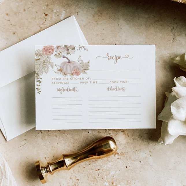 Elegant Boho fall pumpkin möhippa Recept Card (Skapare uppladdad)
