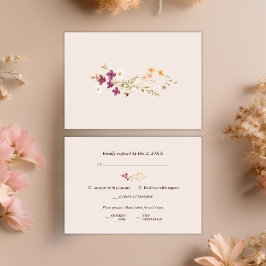 Elegant Boho Fall Wildblomma Bröllop OSA Kort