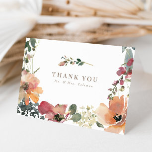 Elegant Boho Fall Wildblomma Bröllop Tack Kort