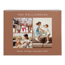 Elegant Boho Familjefoto Collage Kalender