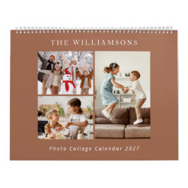 Elegant Boho Familjefoto Collage Kalender